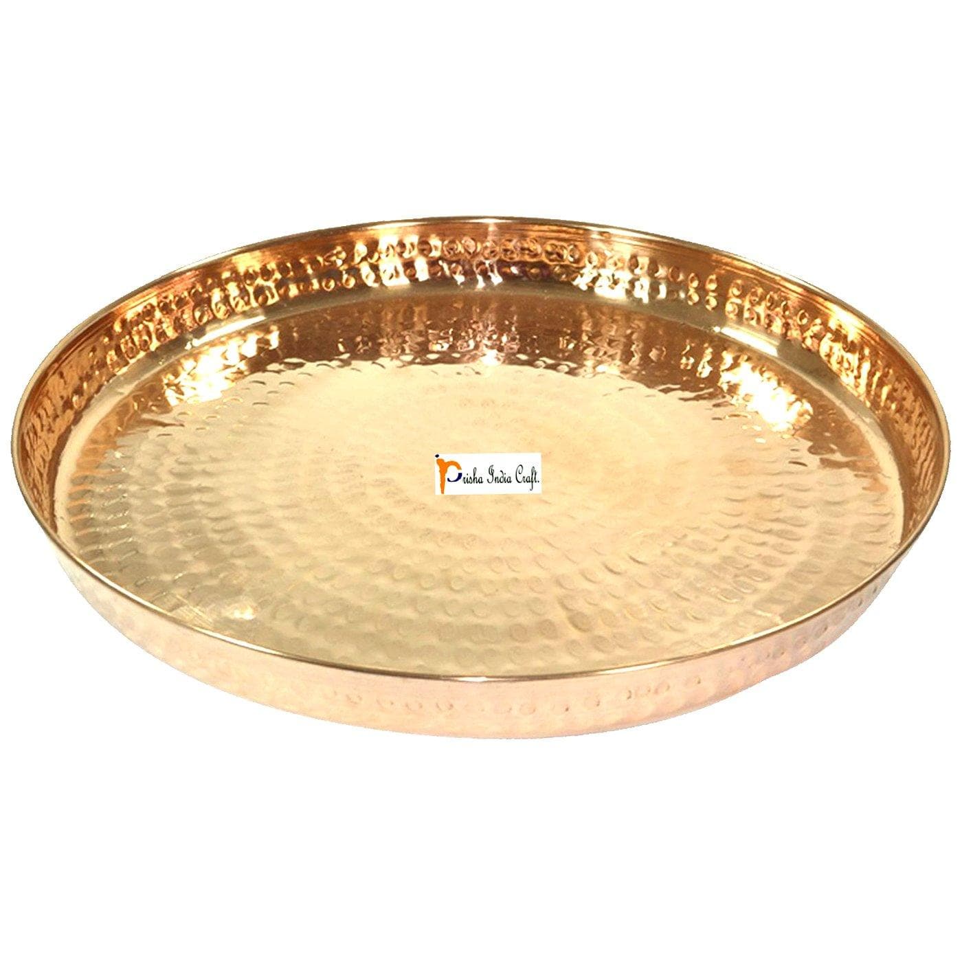 Pure copper hammered traditional design copper thali (12 inch) | PRISHA INDIA CRAFT - halfpeapp