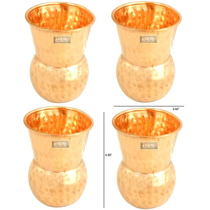 Pure copper muglai matka glass tumbler hammered design (set of 6x375ml) | PRISHA INDIA CRAFT - halfpeapp