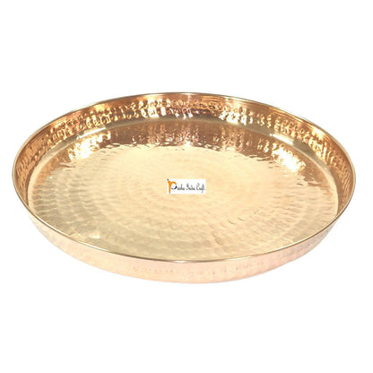 Pure copper thali set of plate, bowl, spoon, fork, glass (12inch) | PRISHA INDIA CRAFT - halfpeapp