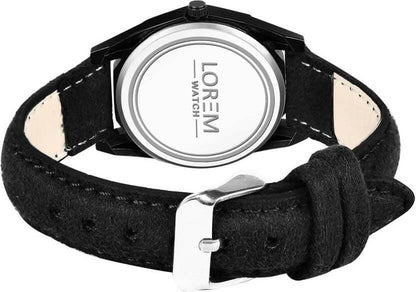 LOREM Black 3d embossed Dial Analog Watch For Women LR329 - HalfPe