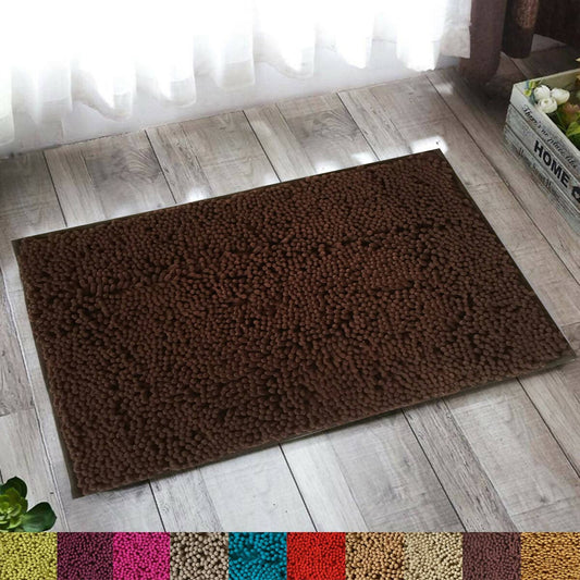 Lushomes Bathroom Mat, 2200 GSM Floor, bath mat Mat with High Pile Microfiber, anti skid mat for bathroom Floor, bath mat Non Slip Anti Slip, Premium Quality (20 x 30 inches, Single Pc, Dark Brown) - HalfPe