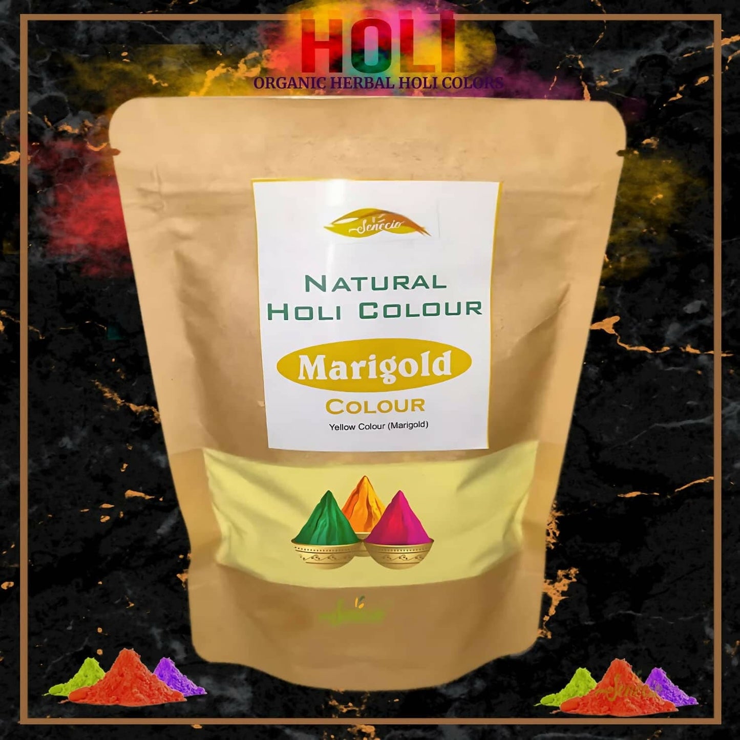 SENECIO Marigold Color Organic 100% Natural Holi Gulaal - HalfPe