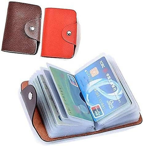 Brown Button ATM card holder super soft Business Cardholder - HalfPe