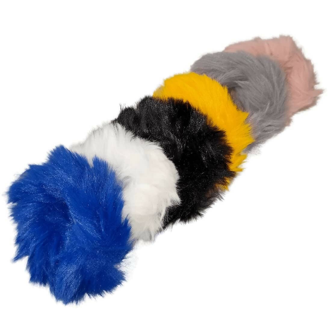 SENECIO Fluffy Fur Soft Multicolor Rubber Band Hair Tie Large Size Hair & Hand Scrunchies(6Pcs) - HalfPe