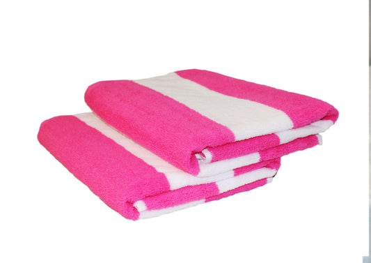 Lushomes Microfibre Towel, Quick Dry Bath Towel for Men Women kids, Large Size Towel Set of 2, Cabana Stripes, 24 x 52 Inch, home decor Items, 225 GSM (62x132 Cms, Set of 2, Fushia) - HalfPe