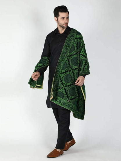 Moda Chales Men's Stylish Shawl (Green) - HalfPe