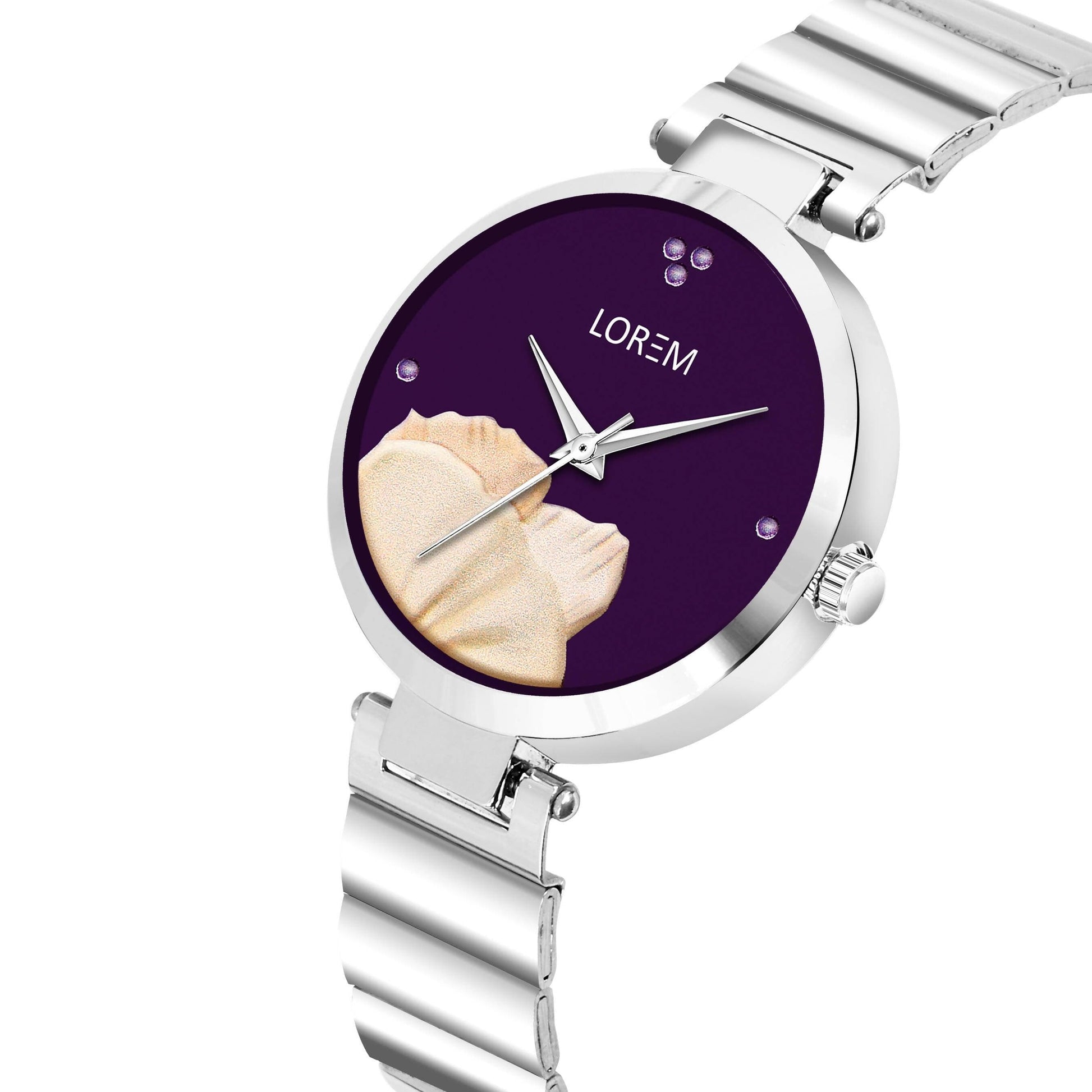 LOREM Purple Flower Designer Analog Watch For Women - HalfPe