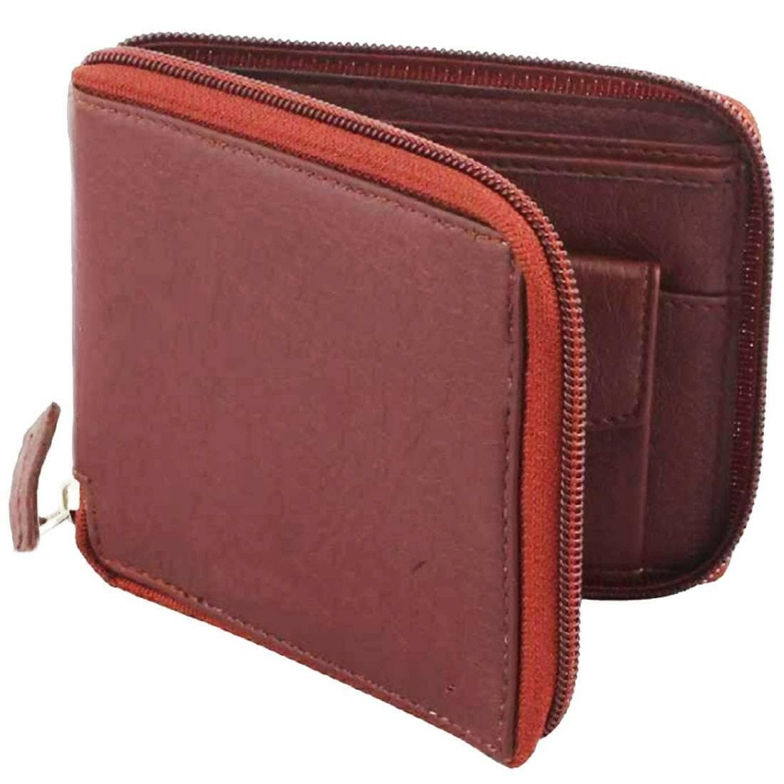 Brown Artificial Leather Wallet - Regular Size (5 Card Slots) - HalfPe