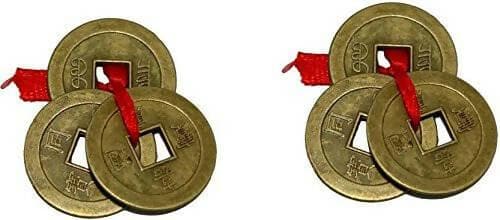 Vastu Feng Shui 2 Set of 3 Wealth Coins Showpiece Size - HalfPe