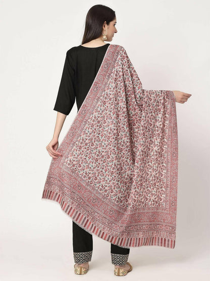 White Fine Wool Kani Multiweave Shawl for women - HalfPe