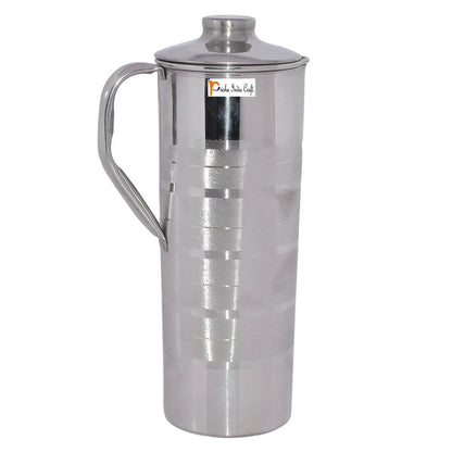 Prisha India Craft Handmade Stainless Steel Jug with Lid| Drinkware Set| Capacity 900 ML - HalfPe