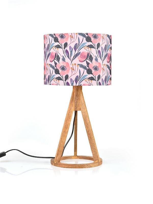 Pink Flower Trio Wooden Lamp - HalfPe