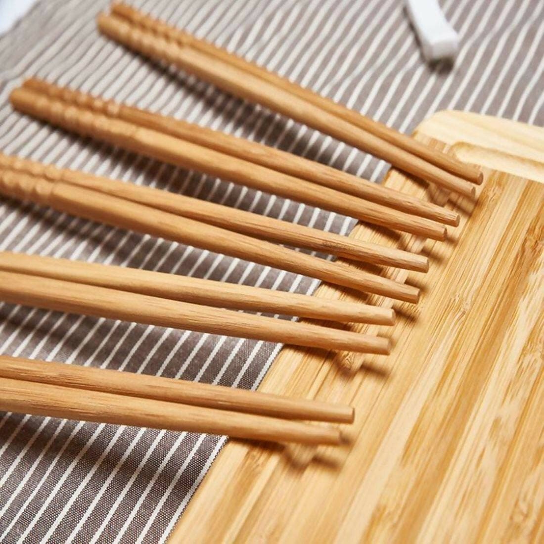 SENECIO Premium Re-Usable Natural Bamboo Chopsticks for Sterilizer & Home Use (10 Pairs) - HalfPe