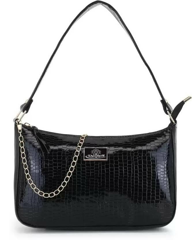 SAGIRON Women Girls Quilted Sling Bag with Gold Chain (Black) - HalfPe