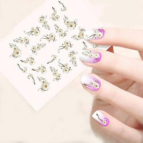 SENECIO Vine Flower French Nail Art Manicure Decals Water Transfer Stickers (2 Sheets) - HalfPe