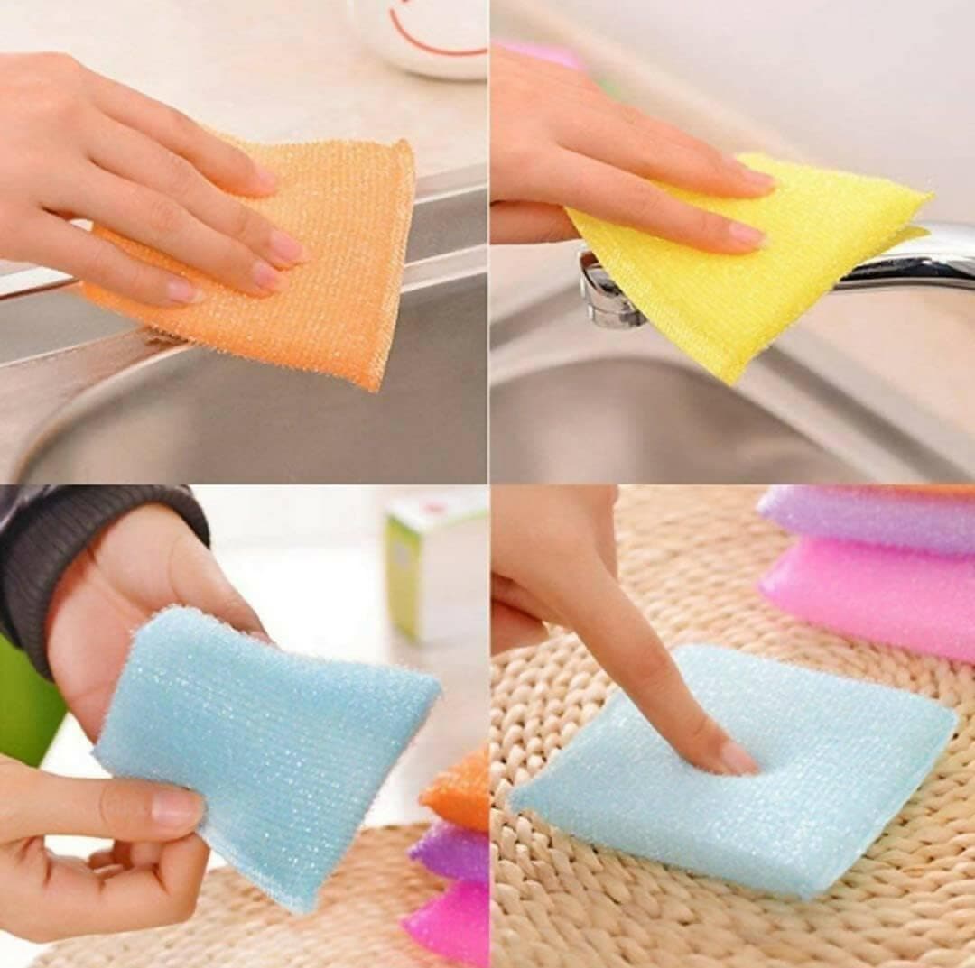 ZEVORA Pack of 16 Multipurpose Foam Sponge Scourer Pad Scrubber Suitable for Dish/Utensils - HalfPe