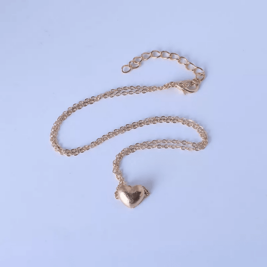 Pinapes Heart Shape Necklace Golden Chain Pendant for Women and Girls - HalfPe