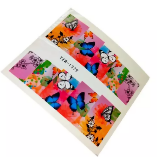 SENECIO Multicolor Butterflies YZW-1379 Nail Art Manicure Decals Water Transfer Sticker - HalfPe