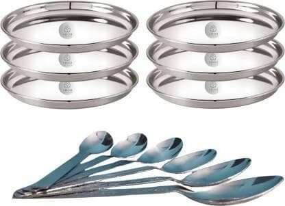 SHINI LIFESTYLE Serving Plate 6pcs with spoons 6pcs for dinner(pack of 12 ) - HalfPe