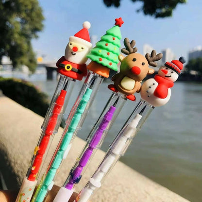 Le Delite christmas return gifts - Xmas santa snowman tree reindeer pencils (10 pieces) - HalfPe