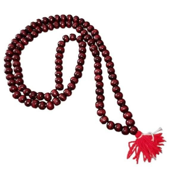 SENECIO Tulsi Jaap Mala Wooden Handmade Deep Brown 108 Beads Original For Pooja Mantra Rosary Garland - HalfPe