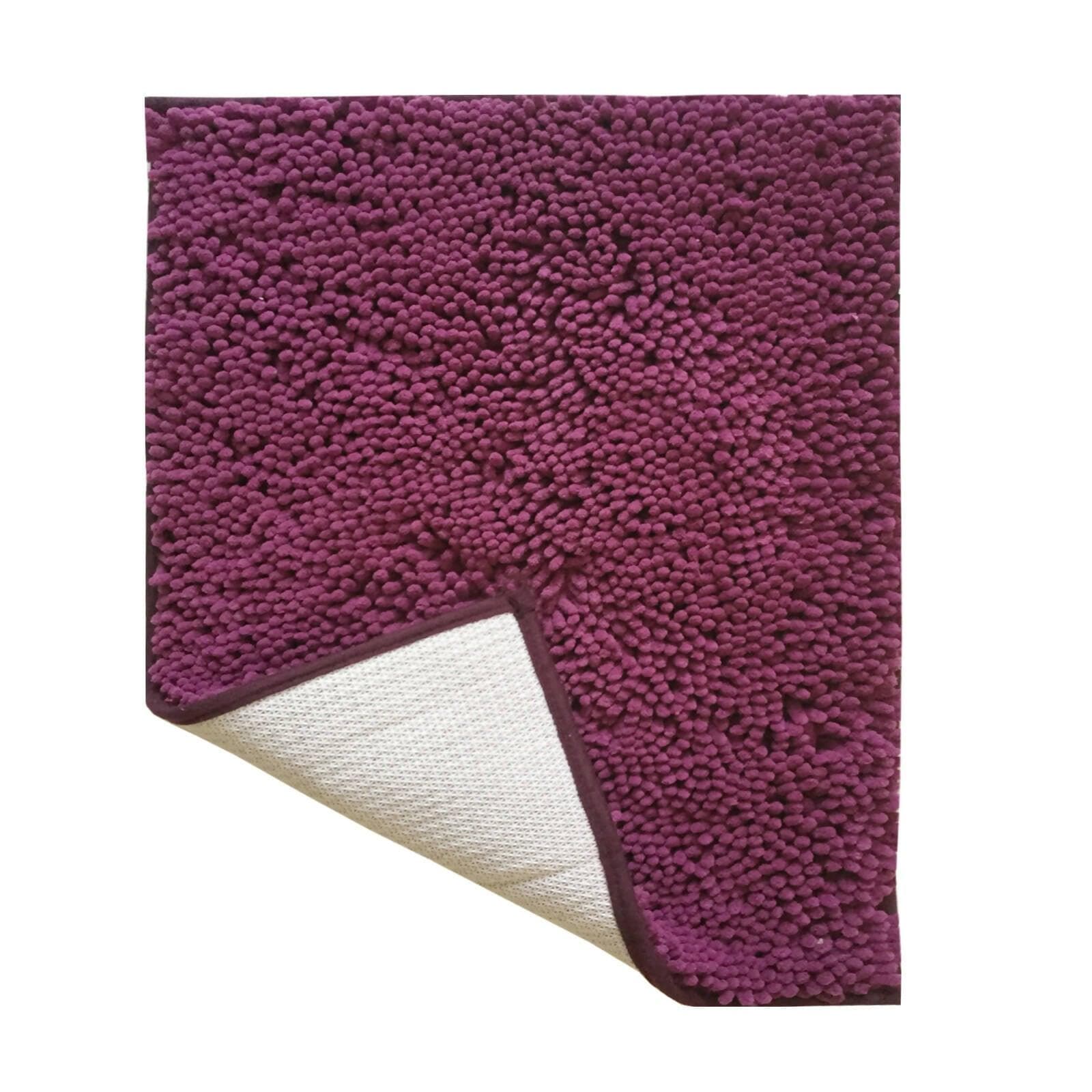 Lushomes Bathroom Mat, 2200 GSM Floor Mat with High Pile Microfiber, anti skid mat with Contour footmat Anti Slip (Bathmat Size 16 x 24 Inch, Contour Size 16 x 16 Inch, Single Pc, Purple) - HalfPe