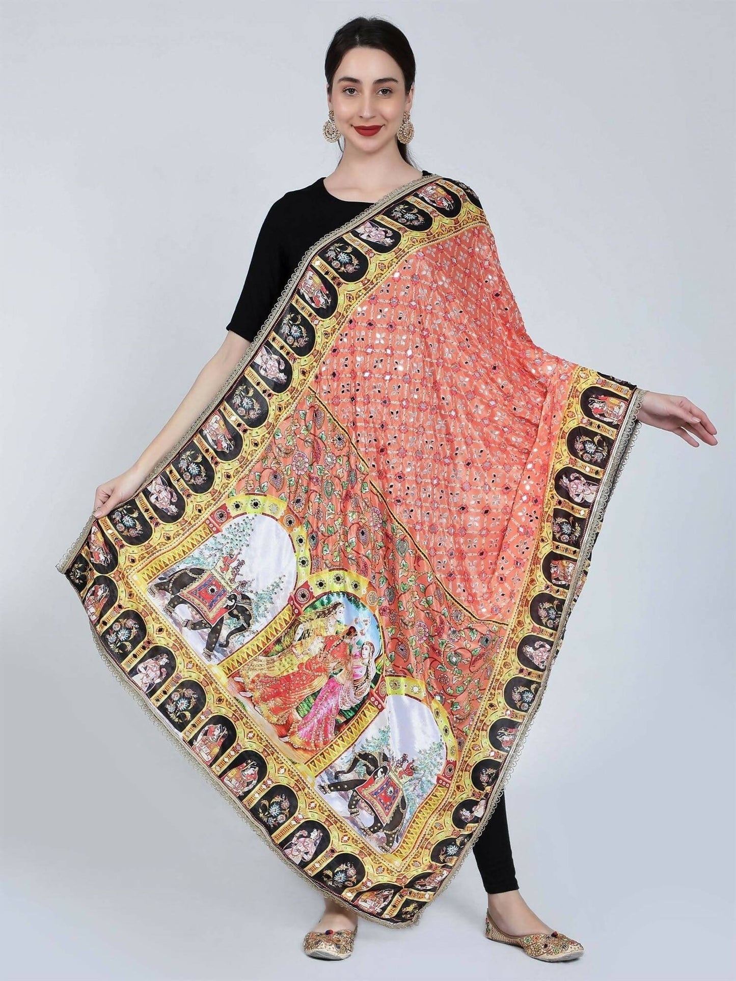 Chiffon Digital Print Pakistani Dupatta (Mirror Work) - HalfPe