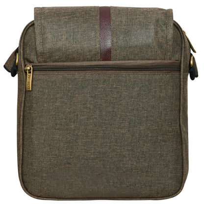 LOREM Khaki Stylish Linen Textured Cross Body Sling Bag For Men - HalfPe