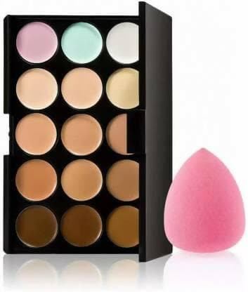 Bingeable 15 Colors Contour Concealer Palette& 1Pcs Makeup Foundation Puff (2 Items in the set) - HalfPe