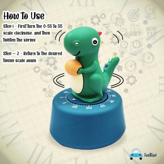 Cute fancy dino timer clock Tick-Tock Clock (Light Green) - HalfPe