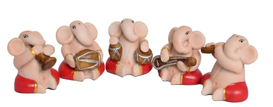 KariGhar Ganesh Resin Idol for Car Dashboard, Housewarming Musical Ganesh ji (Set of 5) - HalfPe