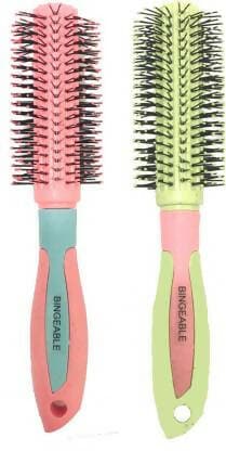 Bingeable Premium Round Hair Brushes with Soft Bristles (Multicolor,Pack of 2) - HalfPe