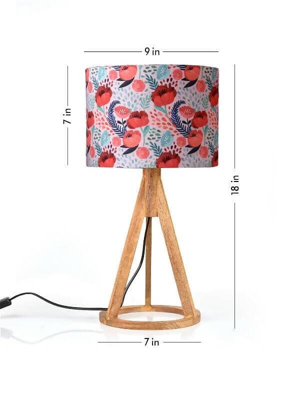 Red Roses Trio Wooden Lamp - HalfPe