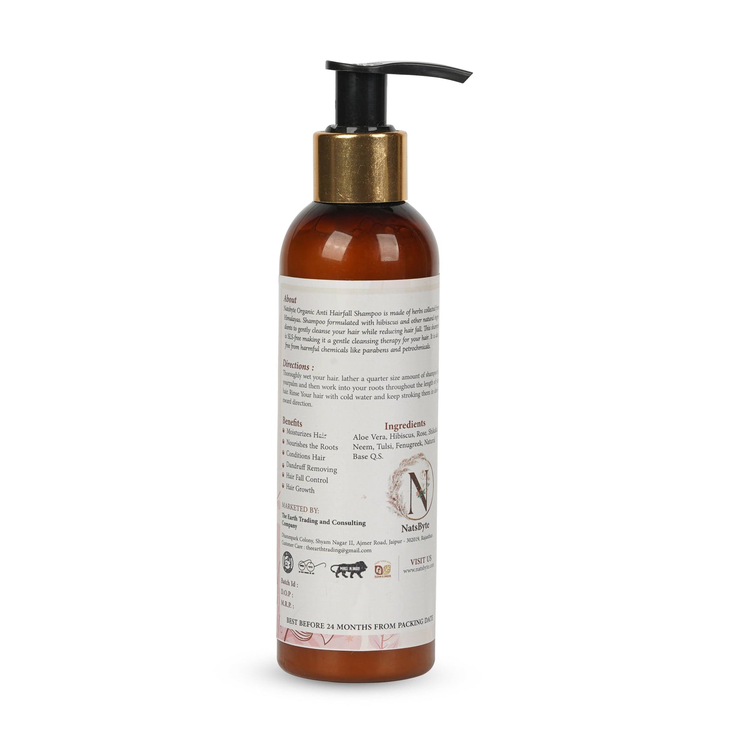 Natsbyte Ayurveda Herbal Shampoo | Handmade Homemade Shampoo | Infused with Organic Herbs | Anti Hair Fall Shampoo | Hair Growth Shampoo - 200 ml - HalfPe