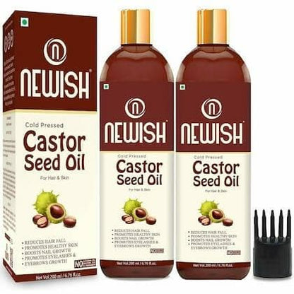 Newish Premium Castor Oil for Hair Growth, Skin and Eyebrow| Pure Cold Pressed 200ML (Pack Of 2) - HalfPe