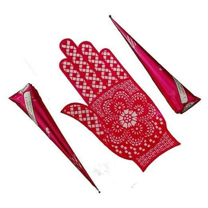 SENECIO Set Henna Mehendi With Reusable Rubber Stencil Washable Stick On Bridal Tattoo Arabic/Indian Traditional Mix Designs Combo(3pcs) - HalfPe