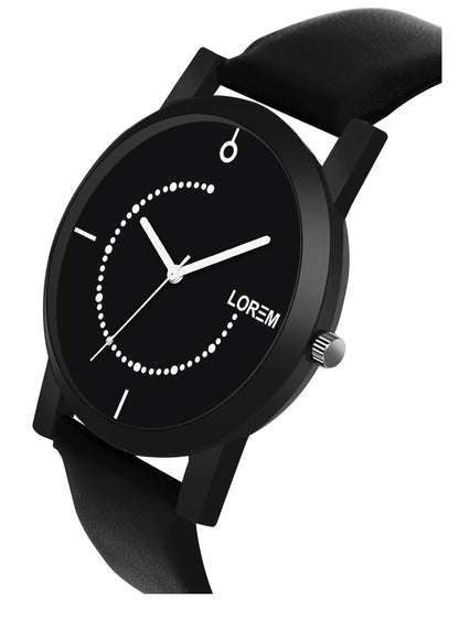 LOREM Black Sllim Analog Watch For Men LR49 - HalfPe