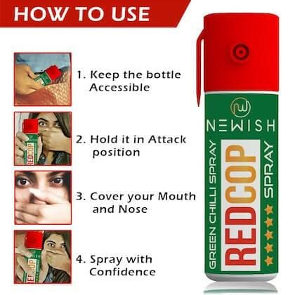 Newish Metal Powerful Pepper Spray Self Defence for Women Shots 50 (Brown, 2) - HalfPe