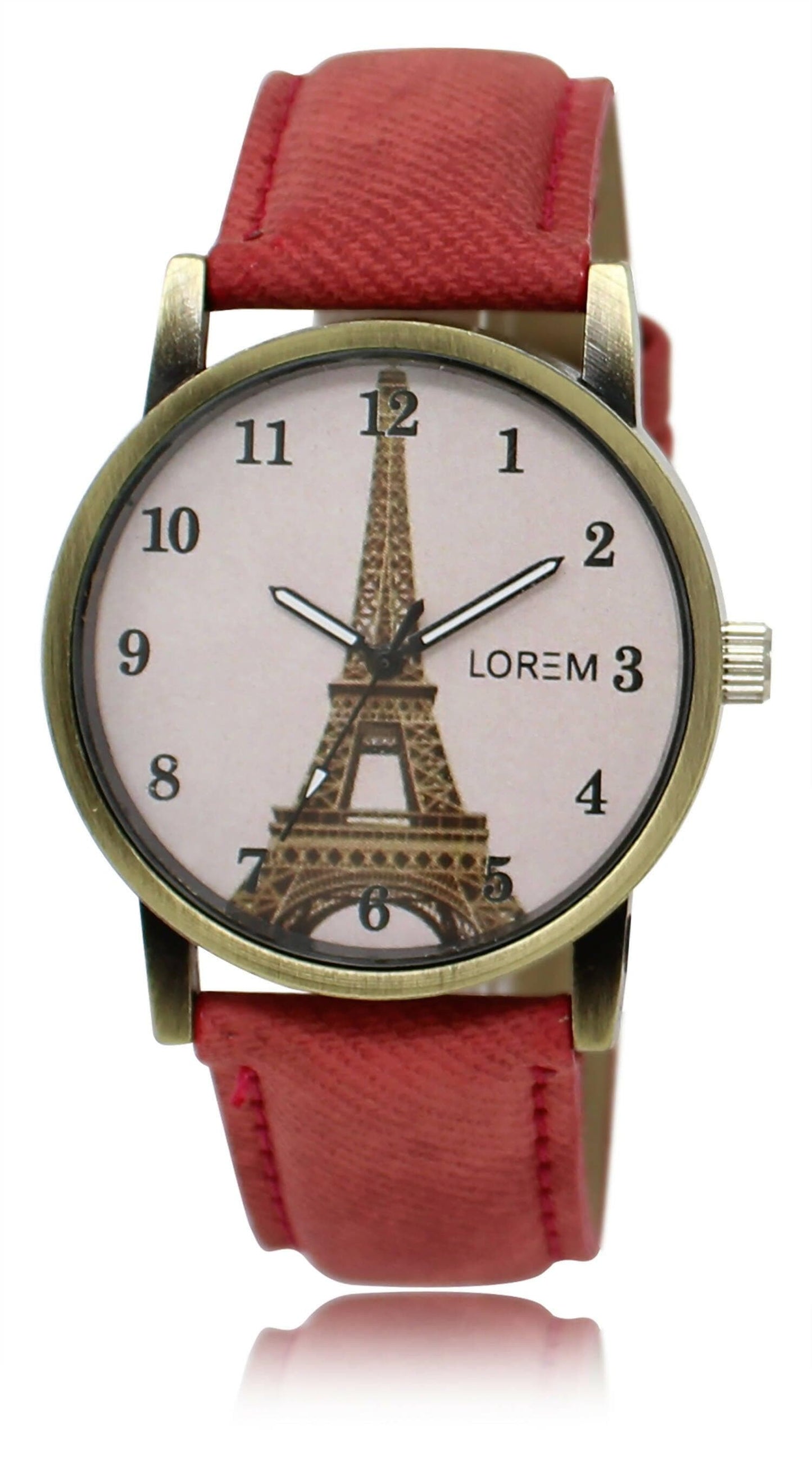 LOREM Pink Eiffel Tower Analog Watch For Women LR230 - HalfPe