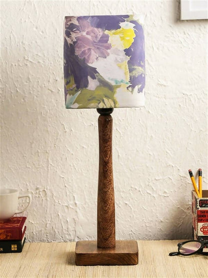 Purple Flowers Wooden Lamp - HalfPe