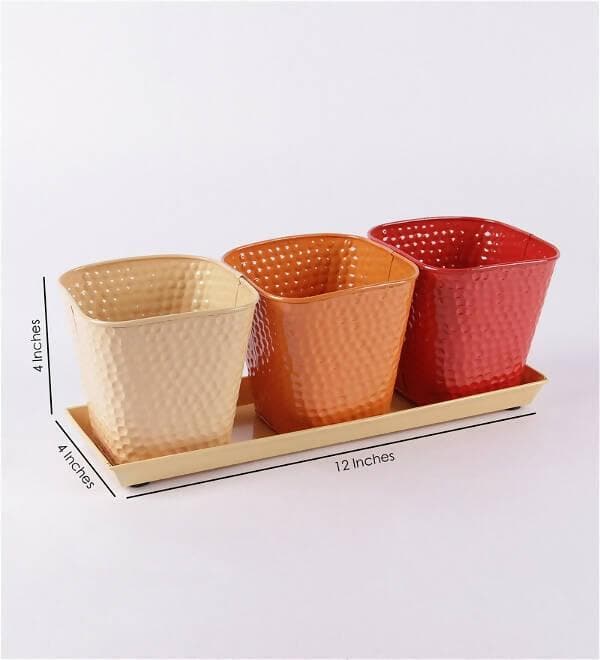 Set Of Three Herb Pots Red - HalfPe