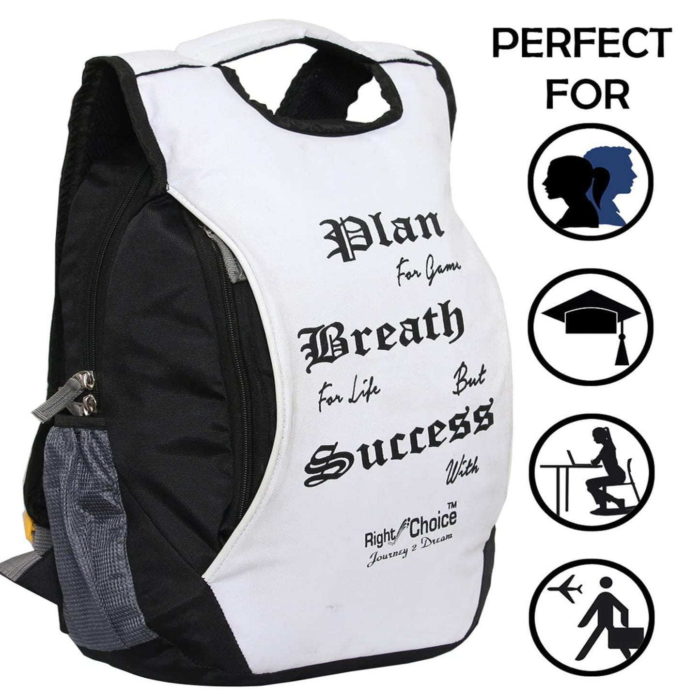 Right choice college backpack (Black & White) - halfpeapp