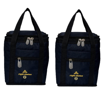 Right choice combo lunch carry bag for school & college (Black, Black) - pack of 2 - halfpeapp