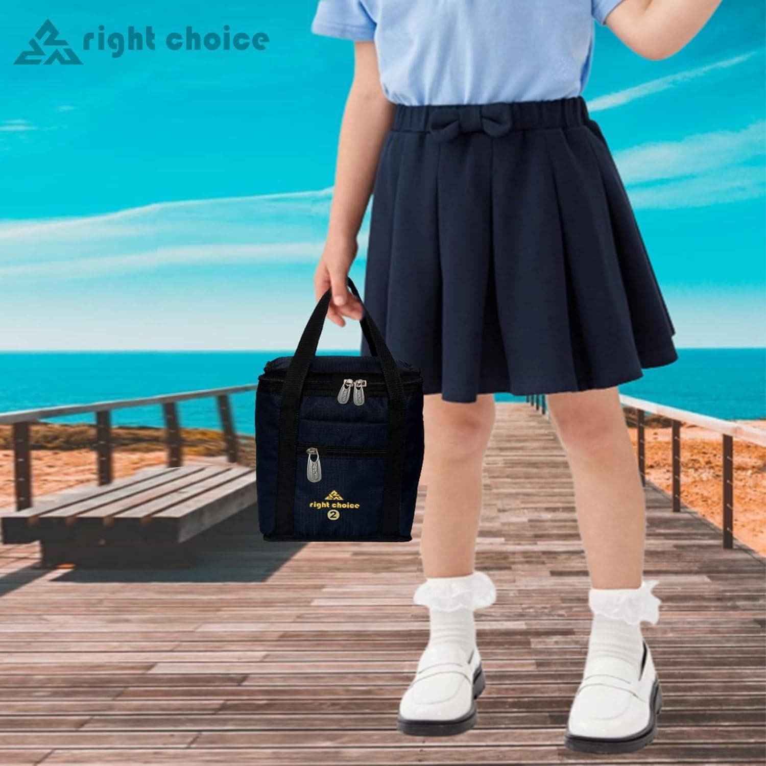 Right choice combo lunch carry bag for school & college (Black, Black) - pack of 2 - halfpeapp