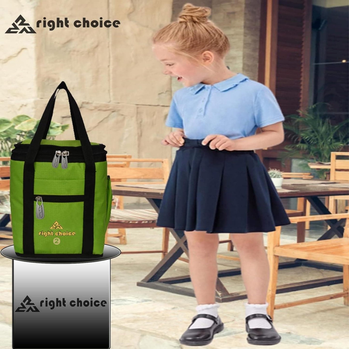 Right choice combo lunch carry bag for school & college (Green , Black) - pack of 2 - halfpeapp