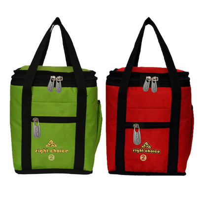 Right choice combo lunch carry bag for school & college (Green , Red) - pack of 2 - halfpeapp