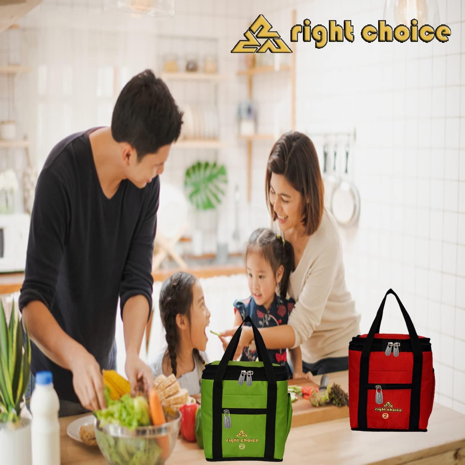 Right choice combo lunch carry bag for school & college (Green , Red) - pack of 2 - halfpeapp