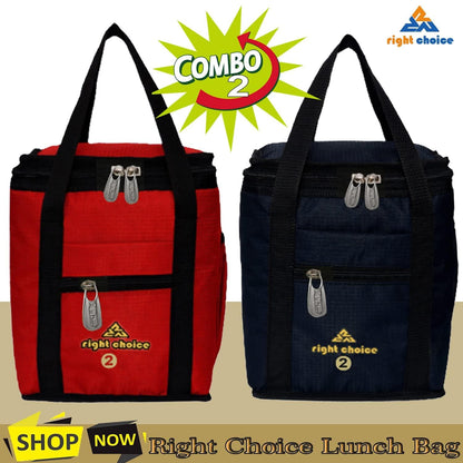 Right choice combo lunch carry bag for school & college (Red , Black) - pack of 2 - halfpeapp