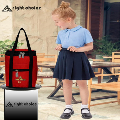 Right choice combo lunch carry bag for school & college (Red , Black) - pack of 2 - halfpeapp