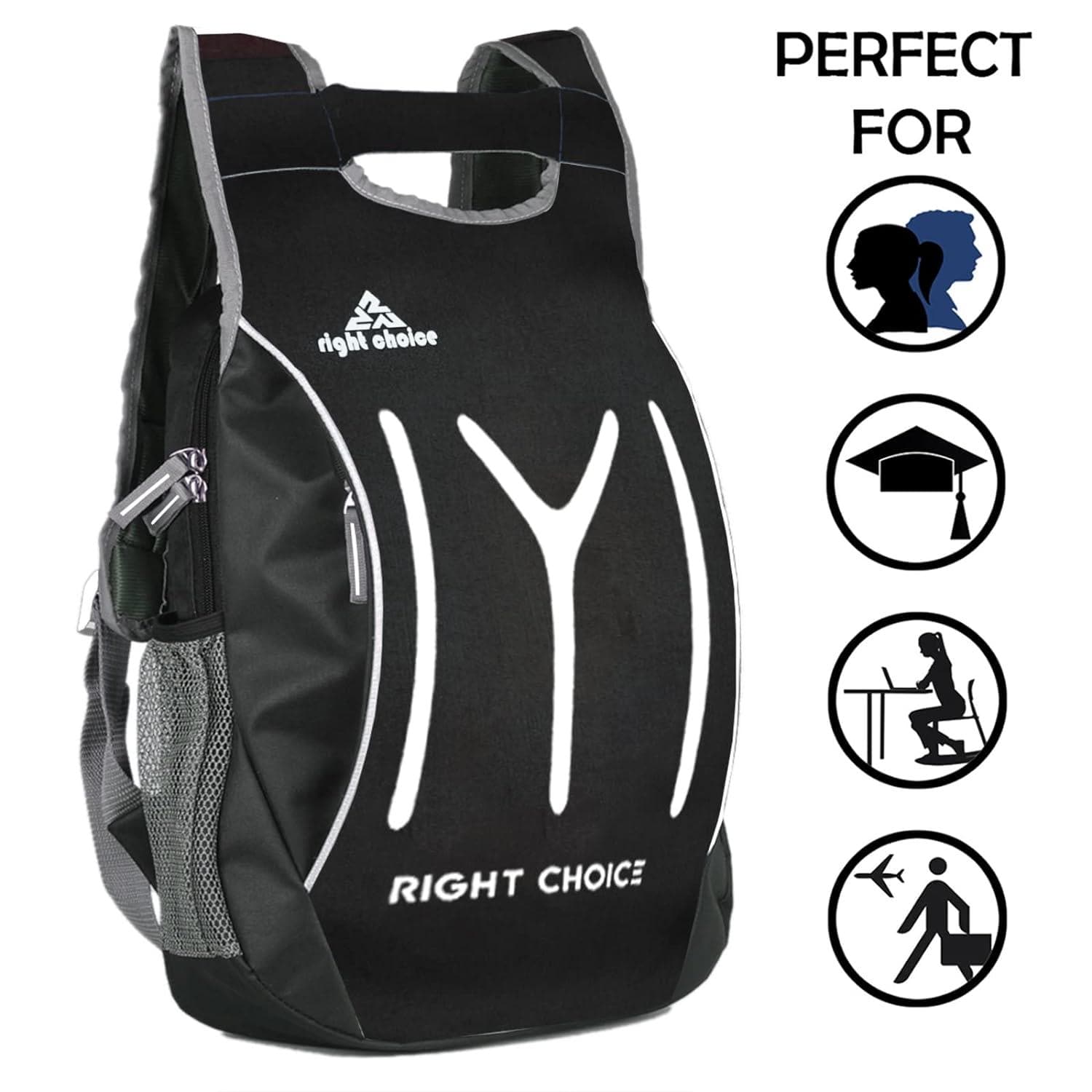 Right choice large 45 l laptop backpack (black & white) - halfpeapp